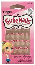 Little Fingr's GIRLIE NAILS #31237 24 Stick-On Nails STRIPE & SWIRL Pink+White