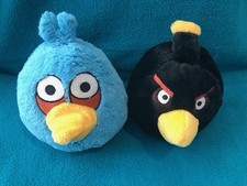 Angry Birds Plush 5" Lot Toy Stuffed Animal No Sound - Blue Black Bomb
