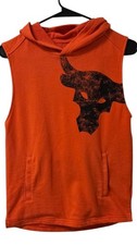 Under Armour Project Rock Sleeveless Hoodie Youth Large Orange Bull Graphic