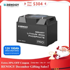Renogy 12V 100Ah Smart Lithium Iron Phosphate Battery w/Bluetooth & Self-heating