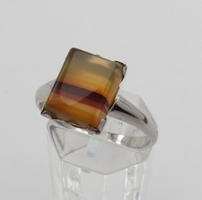 Sterling silver desert sunset colors banded agate ring size 7.25 vtg