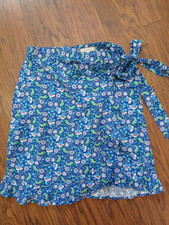 LOFT Ann Taylor Floral Faux Wrap Skirt Linen Blend Size 0 New With Tags