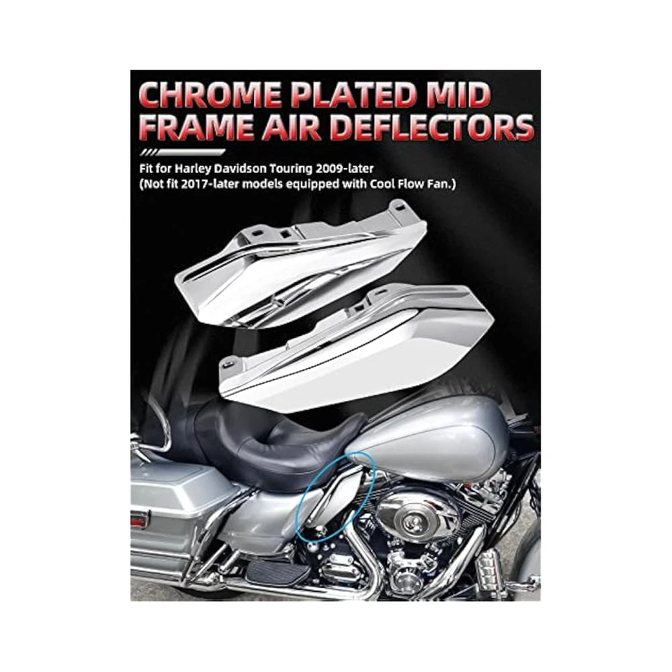 For Heat Dissipating Chrome Mid Frame Air Deflector for Harley Touring Models Foto 3 de 4