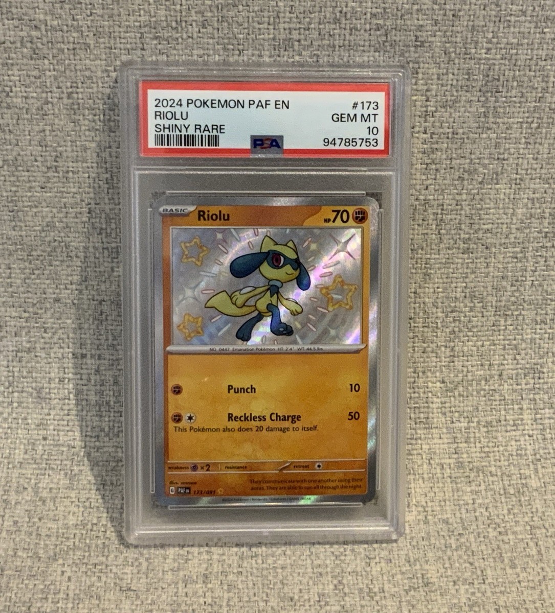 shiny riolu pokemon card - 215/198 - Scarlet & Violet - Illustrator Rare favorite character Riolu (Shining Revelry #104/110, 1-Star