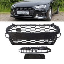 Wabengrill Breit Kühlergrill Schwarz Glanz für Audi A4 B9 Facelift mit S Line