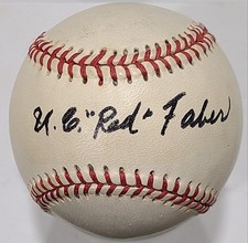 URBAN RED FABER SINGLE SIGNED SWEET SPOT BASEBALL WHITE SOX HOF BEAUTY BAS COA