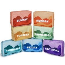 7 Pcs Days of Week Packing Cubes Travel Cubes for Kids Colorful Luggage Organ...