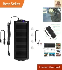 Versatile 12V Solar Battery Charger with Cigarette Lighter Plug - All Weather