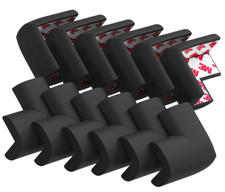 12PCS Soft Corner Protectors, Pre-Taped Baby Proofing Edge Guards Black
