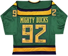 SALE! The Mighty Ducks Cast Signed Green Hockey Sweater Jersey 8 Sig Beckett Wit