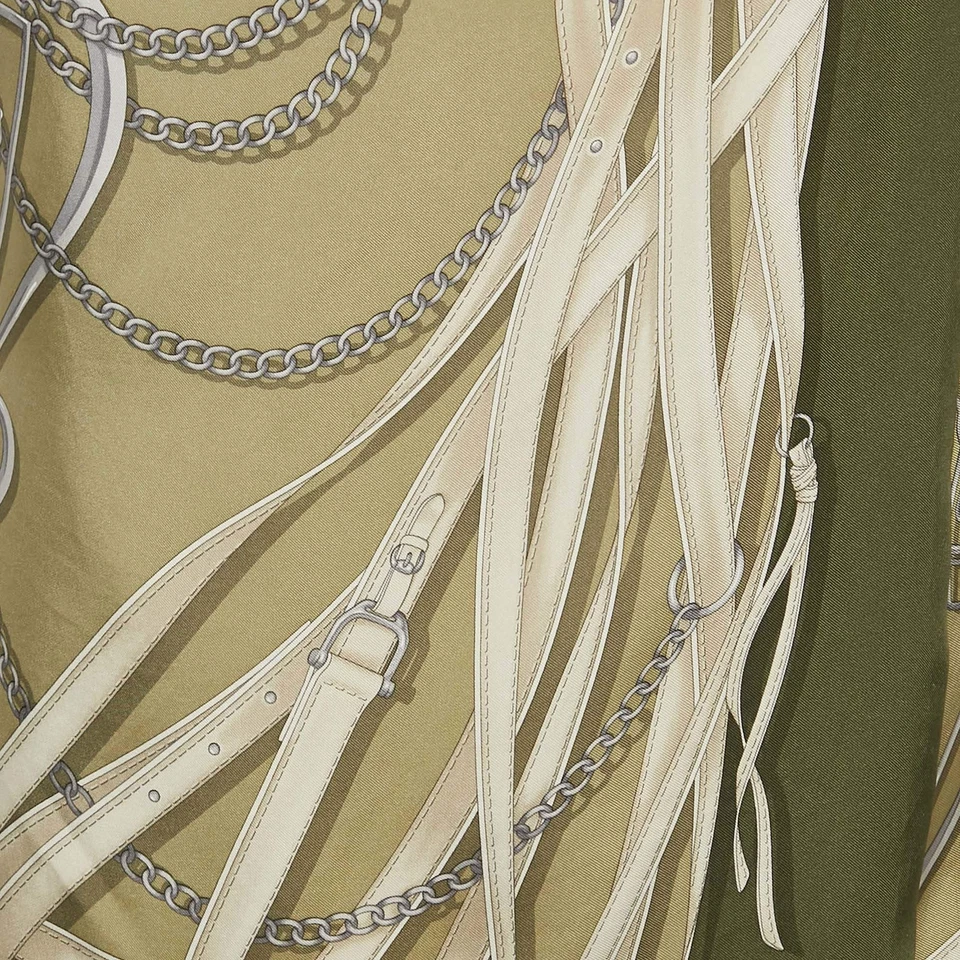 Mini Vestido Gucci Verde Estampado Ecuestre Seda M Foto 3 de 4