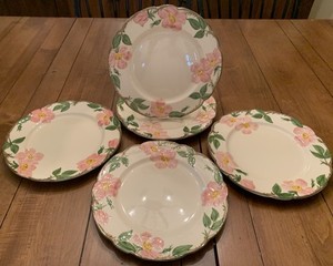 5 Franciscan Desert Rose, 10 1/2”Dinner plates 1949-53, Made in California