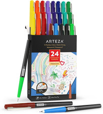24 Ultra Fine Tip Permanent Markers - Paint Pens - 12 Rainbow Colors