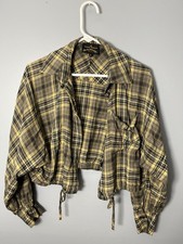 Vivienne Westwood Cropped Flannel Shirt Vintage Plaid Size 40 Yellow And Black