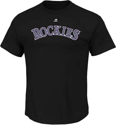 Majestic Men's Colorado Rockies J Gray #55 Name & Number T-Shirt, Black, Large