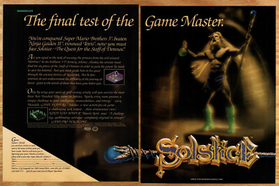 Solstice Puzzle RPG Imagesoft Fantasy 2 Page Video Game Print Ad Poster Art 1991