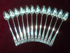 Silverplate Flatware Lot of  12 Iced Tea Spoons Oneida Coronation 1936