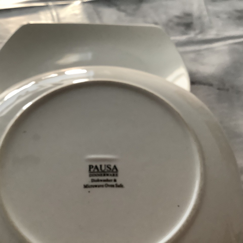 Pausa Dinnerware Square White Side Plates X3 eBay