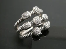 David Yurman Confetti Sterling 925 & Diamonds Wide Cable Design Band Size 6