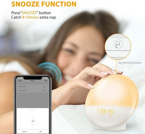 Heimvision Digital Sunrise Alarm Clock Wake up Light Sleep Aid Works With Alexa - 第 3/7 張圖片