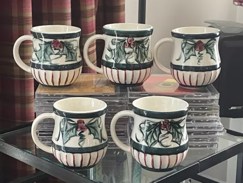 5 Gail Pittman Hollylujah Coffee Cup Mug Signed Christmas Holly Berry