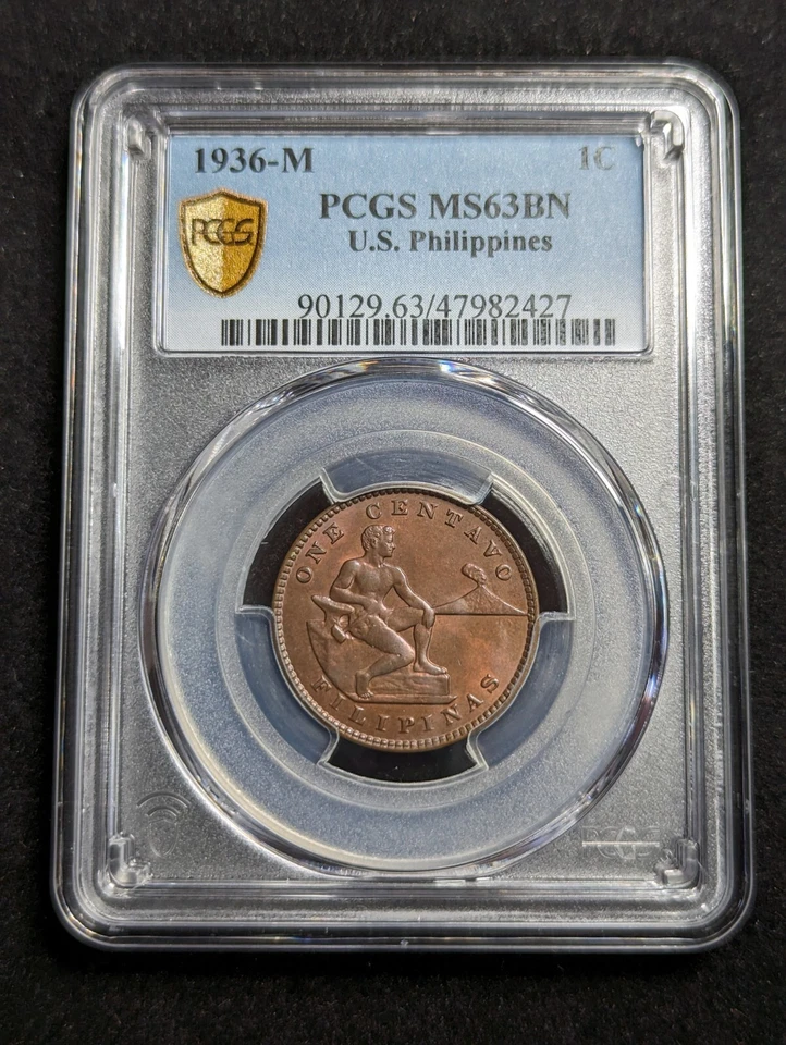 Centavo 1936-M 1c graduación profesional MS63BN EE. UU. Filipinas 90129,63/47982427 3/8 superior Foto 2 de 4