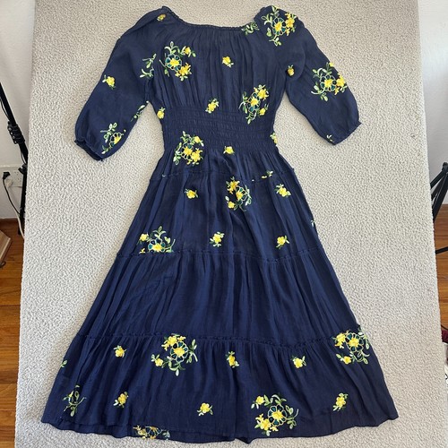Fig & Flower Petite Size PXL Green Floral Embroidered Smocked Waist Maxi Dress - Picture 24 of 24