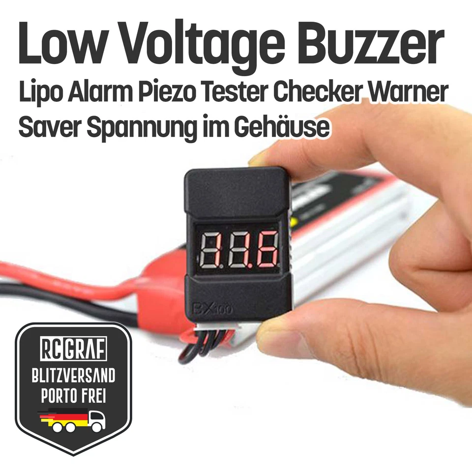 4x Lipo Alarm Piezo Tester Warner Checker 2S-8S Saver mit Schutzgehäuse Buzzer - Bild 2 von 4