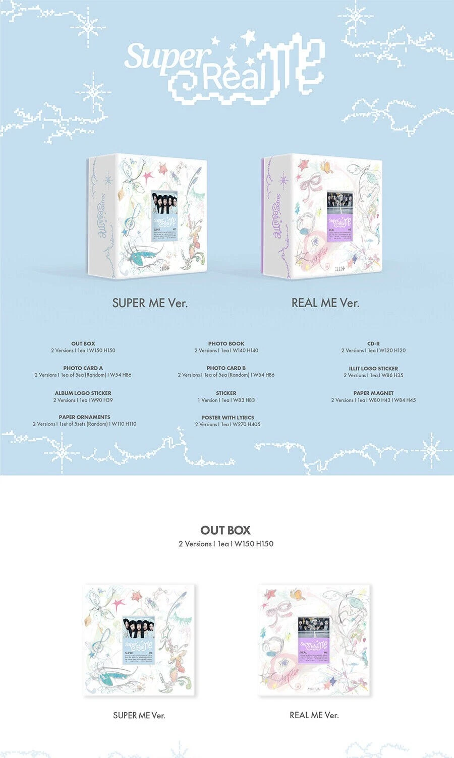 ILLIT [SUPER REAL ME] 1st Mini Album SUPER ME CD+Buch+2 Karte+3