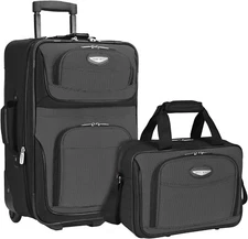 Travel Select 2 Piece Expandable Softside Luggage Set Carry On Tote Bag Gray