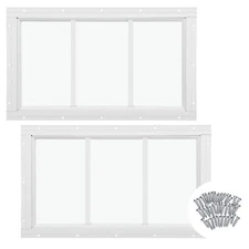 Tandefio 2 Pack 10'' x 18'' White Flush Mount Shed Window with Tempered Glass...