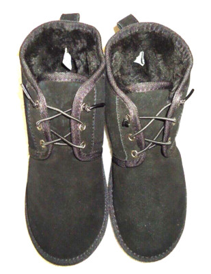 Aspen Harper Suede Sherpa Lined Ankle Black Boots Pull On women's size 8.5