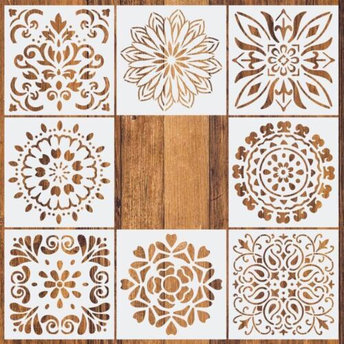20 Stencil Per Pittura Su Legno E Parete, Motivi Floreali, 7,6x7,6 Cm, Riutilizzabili In PET, Per Fai Da Te E Album