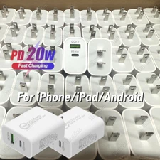 Dual Port PD 20W USB Type C Plug Fast Charger Block For iPhone iPad Samsung Lot