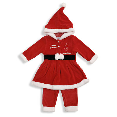 Baby Weihnachtsanzug Weihnachtsmann 2tlg Mädchen Rock mit Mütze 5788