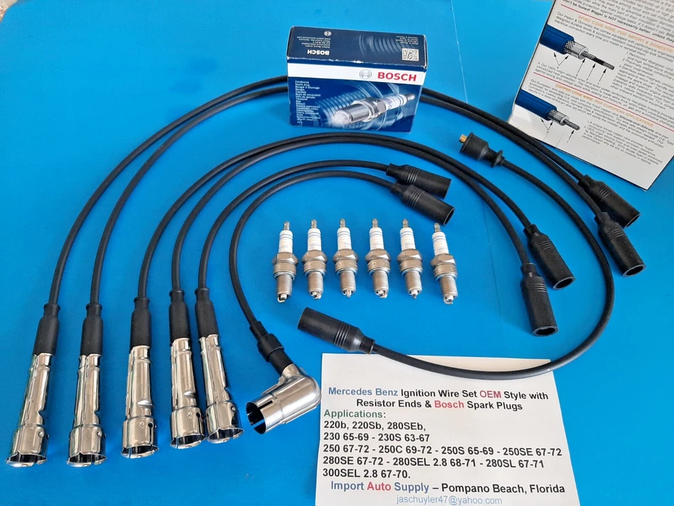 Juego de cables de encendido Mercedes Benz 220b,Sb, SE, 230SL, 250SL, 280SL, 300SEL 2.8 Foto 3 de 4