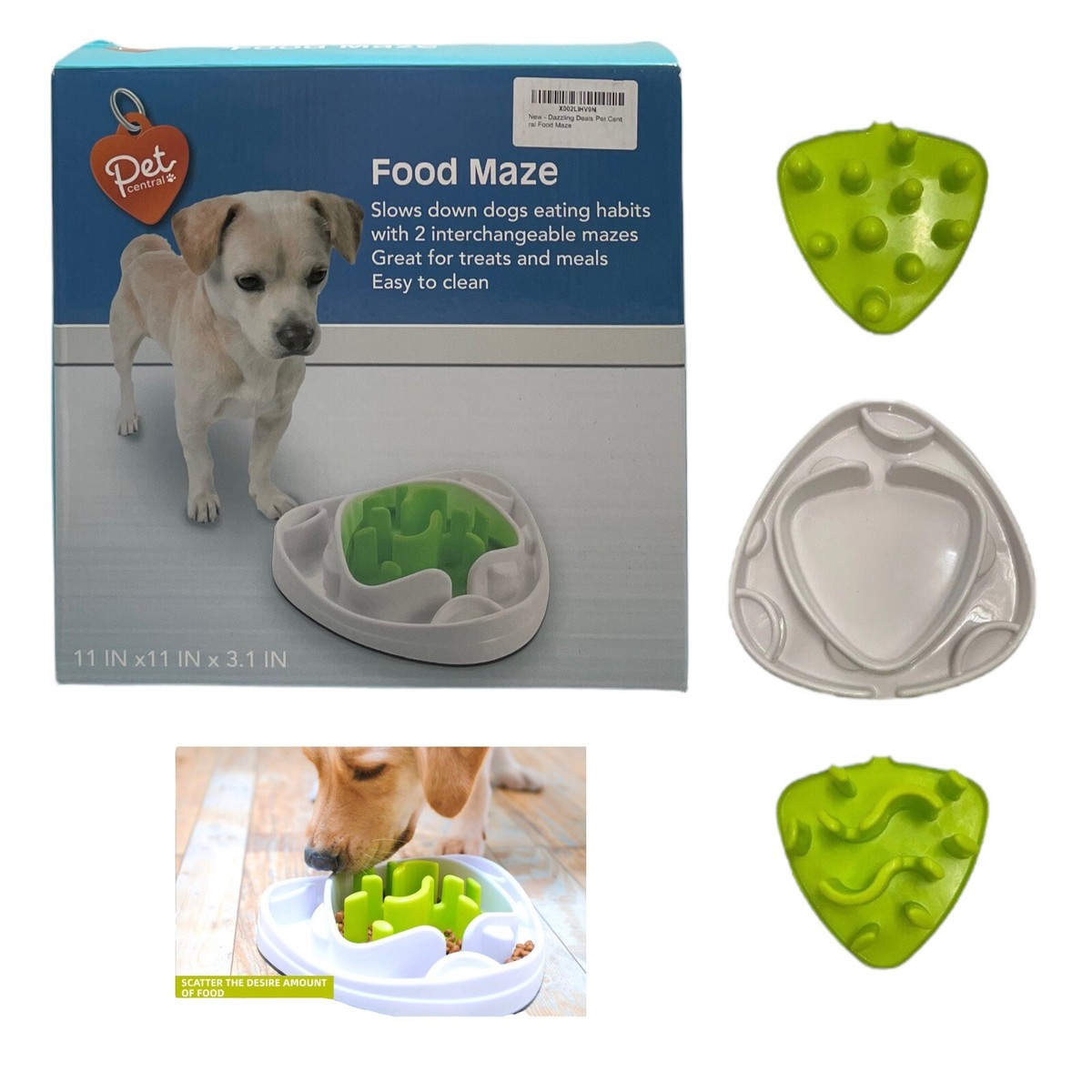 Pet Central Dog Food Maze Slow Feeder Bowl w/ Interchangeable