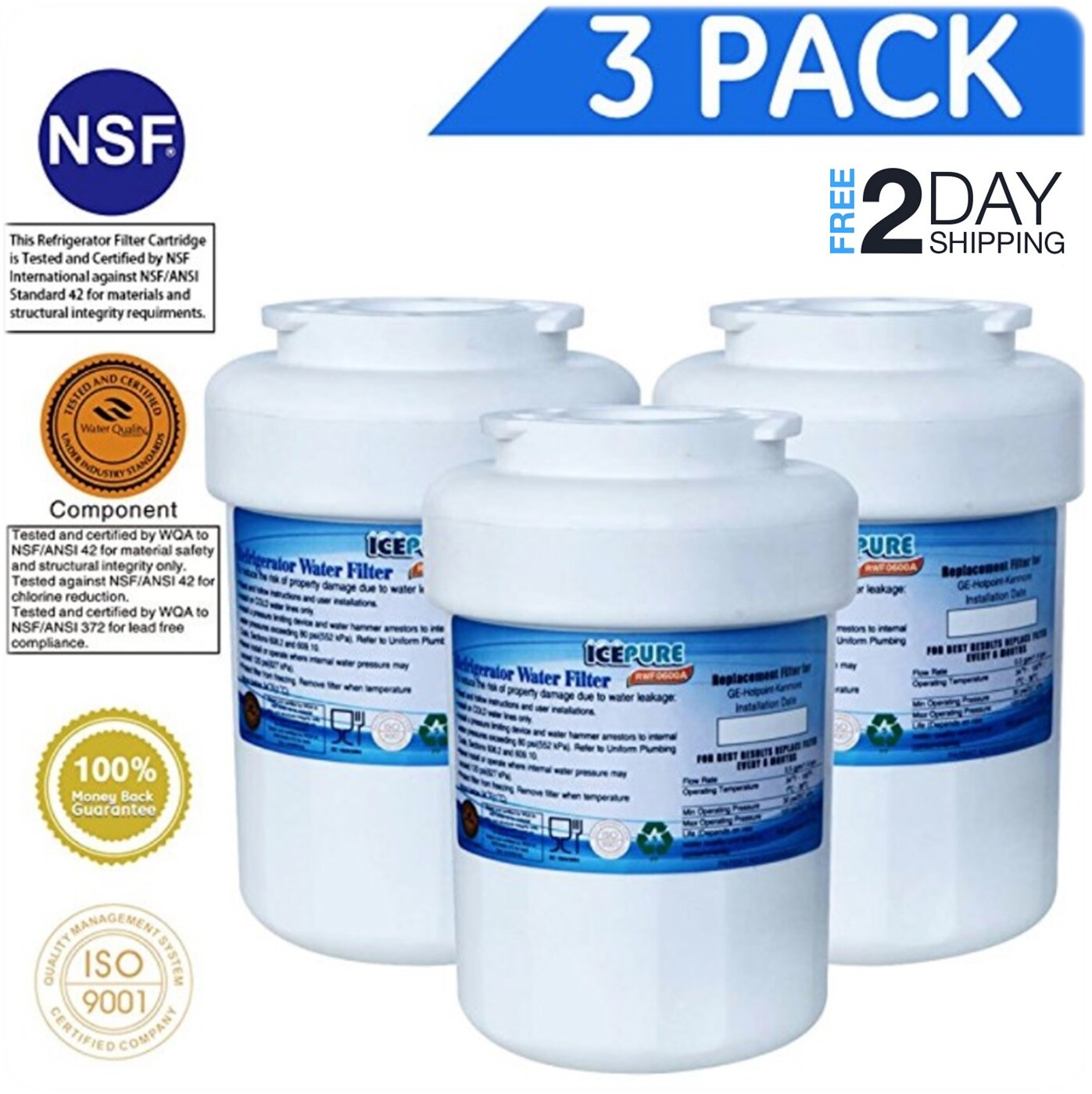 WMF Water Filter For Refrigerator GE Profile 3 Pack Best Value MWF