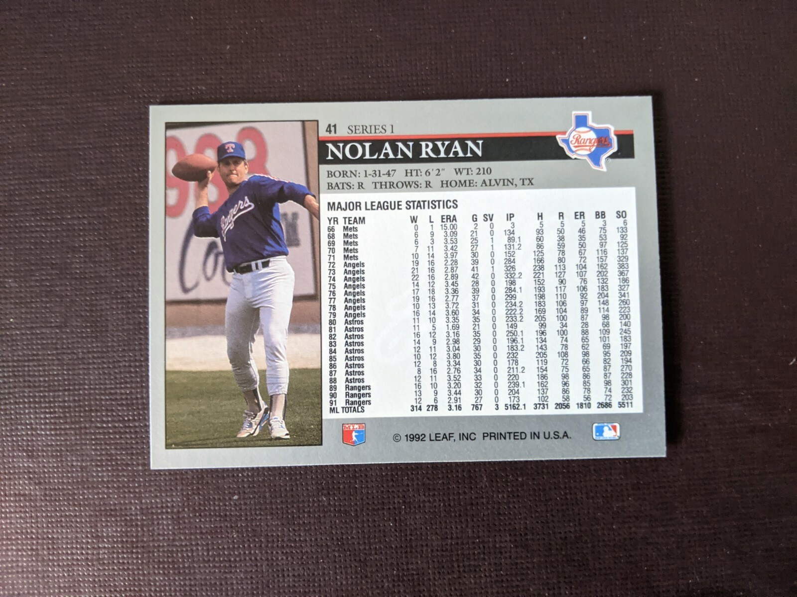Nolan Ryan Single Baseball Cards 1971 - 1994 Donruss Topps Leaf Upper Deck - Picture 55 of 75