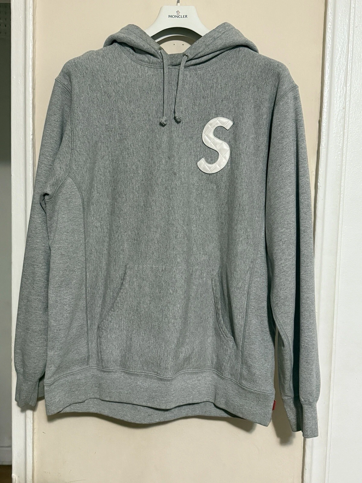 Sweat à capuche Supreme S logo gris bruyère XL SS20