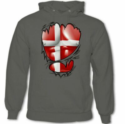 Zerrissene dänische Flagge Herren Dänemark Verfassung Tag Hoodie Fußball Fitnessstudio Oberteil Set 