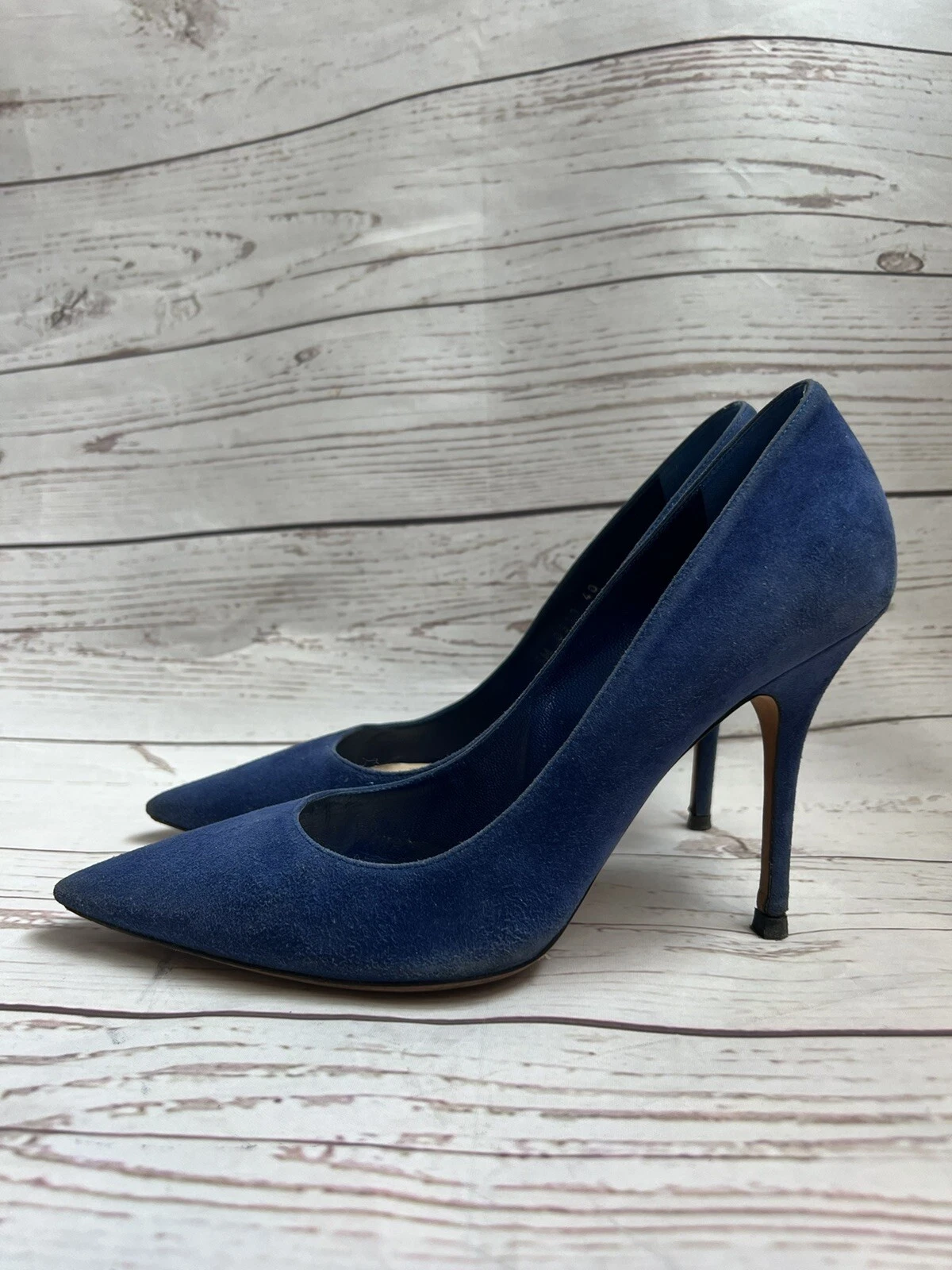 Superbes chaussures Christian Dior à talons hauts , escarpins en daim bleu, taille 40 EU, 7 UK