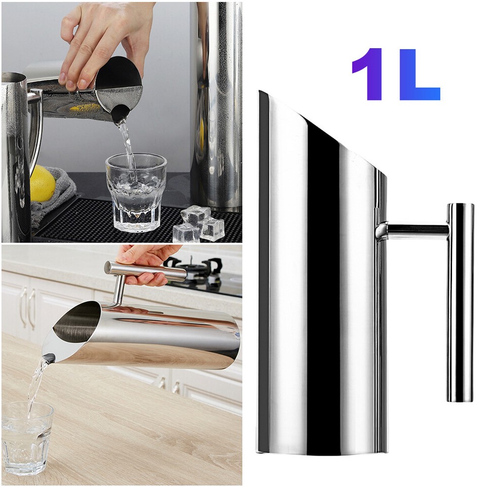 1L Bar Ice Jar Container Stainless Steel Fruit Juice Pitcher Ice Cold