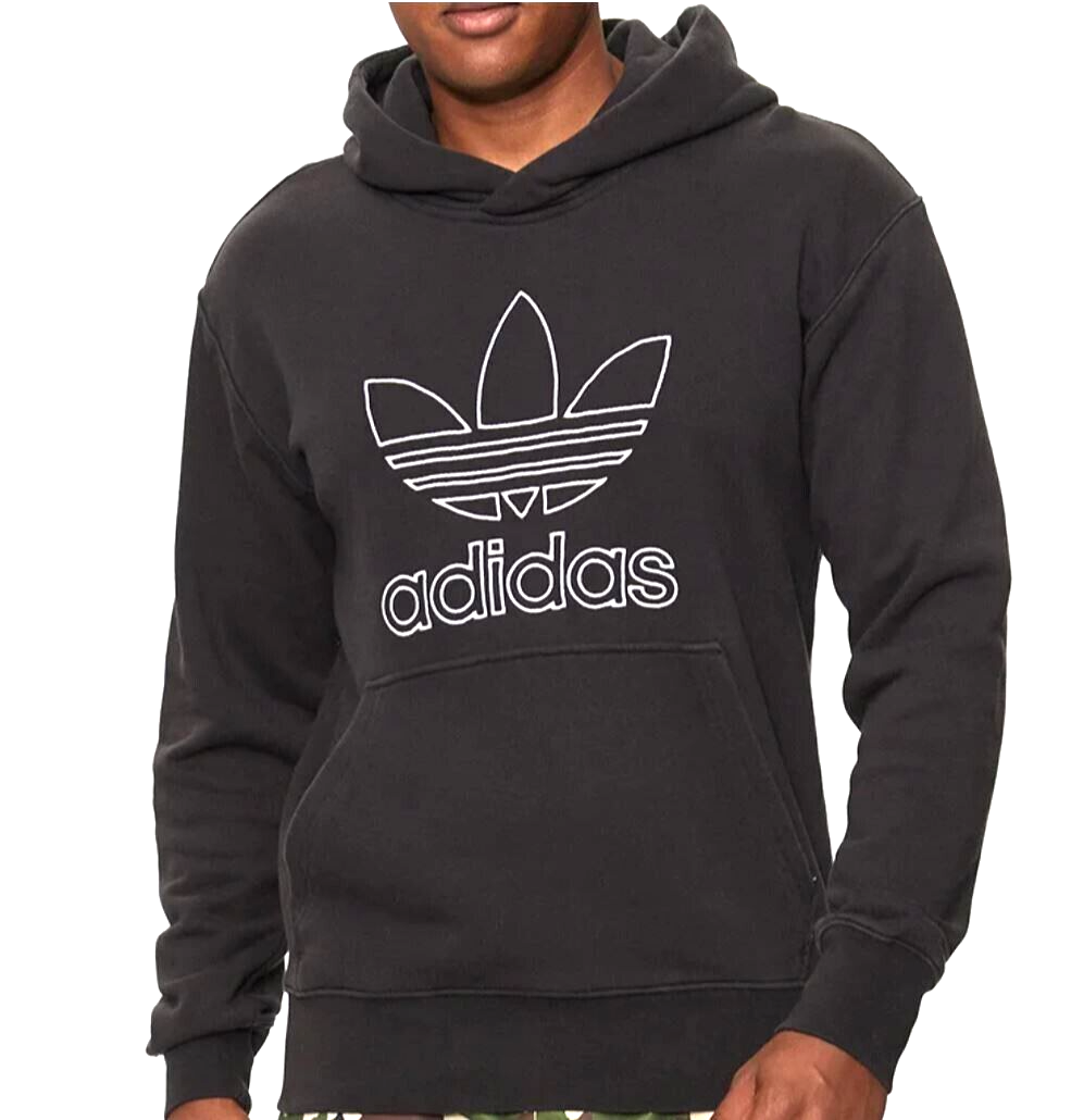 NEW MENS ADIDAS ORIGINALS OUTLINE TREFOIL LOOSE FIT HOODIE ~SIZE LARGE  #IU2373