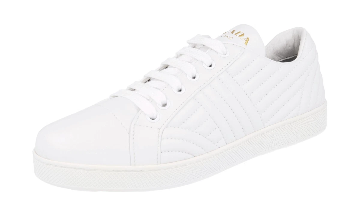 PRADA Leder Diagramme Downtown Sneaker - 1E254L - Weiss - NEU - 37