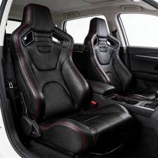 2x Universal Car Seat Racing Seats Pvc Leather Reclinable Bucket Seat Wsliders