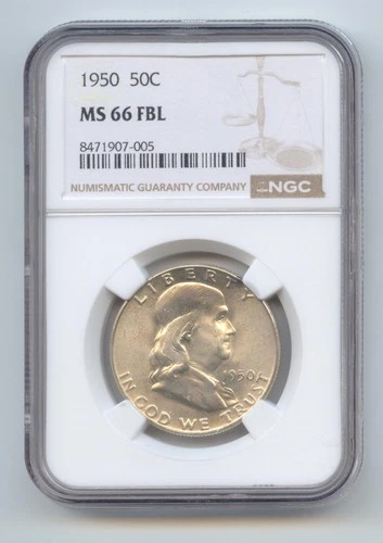 1950 Franklin Half Dollar, NGC MS-66 FBL, Full Bell Lines
