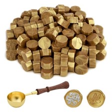 Siegelwachs Gold 100 St&uuml;ck mit L&ouml;ffel Wachssiegelset f&uuml;r Einladung Karten
