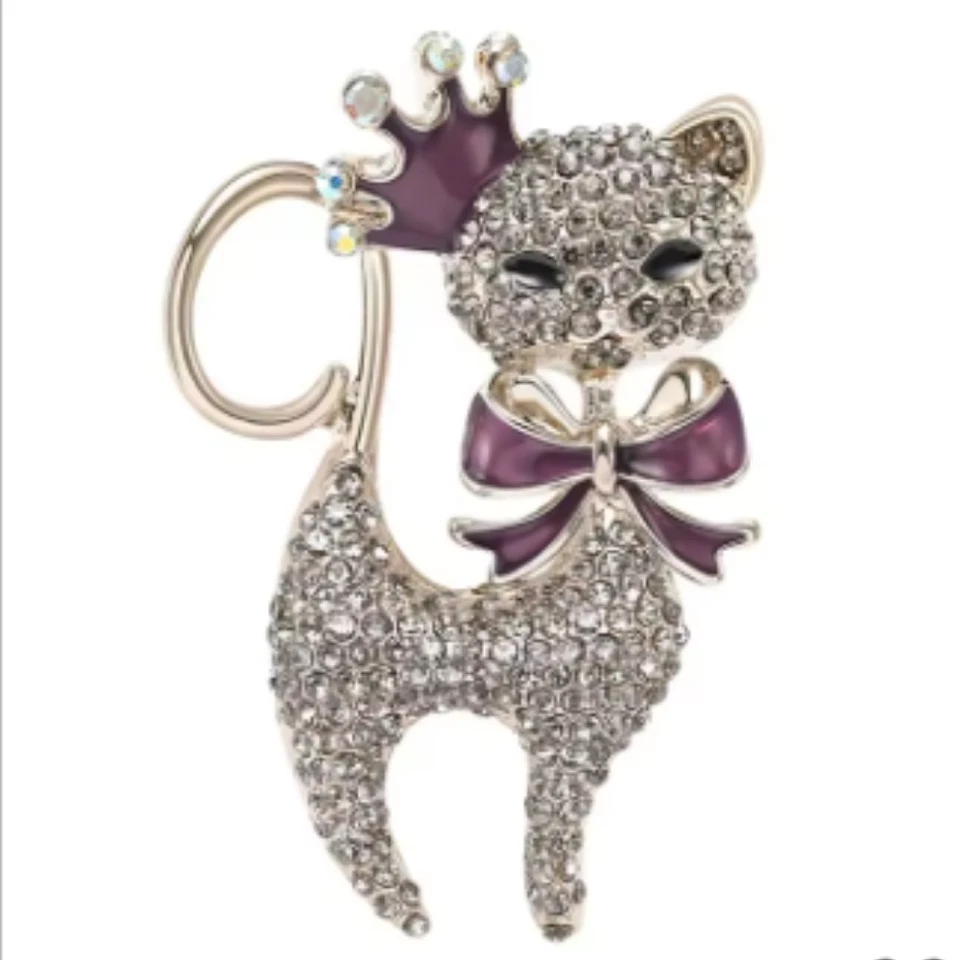 Broches de lujo para gatos mujeres tono dorado esmalte animal broche prendedores joyería regalo EE. UU. Foto 2 de 4