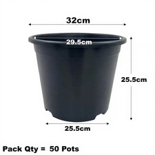 15 Litre Black Plant Pots Plastic Round Flower Pot  L LT High Quality Qty = 50